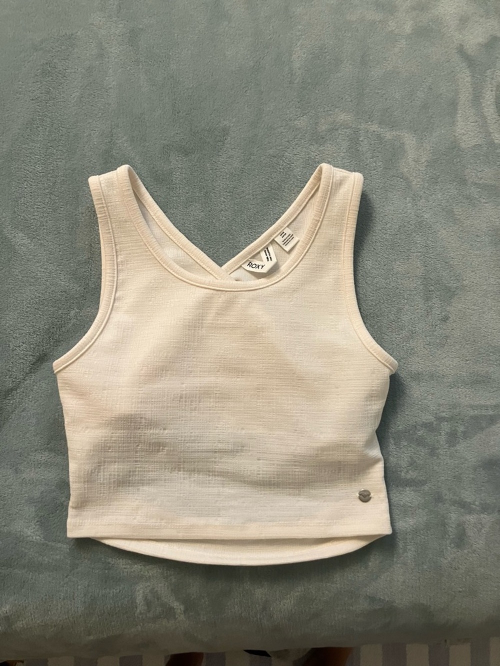 Roxy Cream Ribbed Cropped Tank - Picture 2 of 4